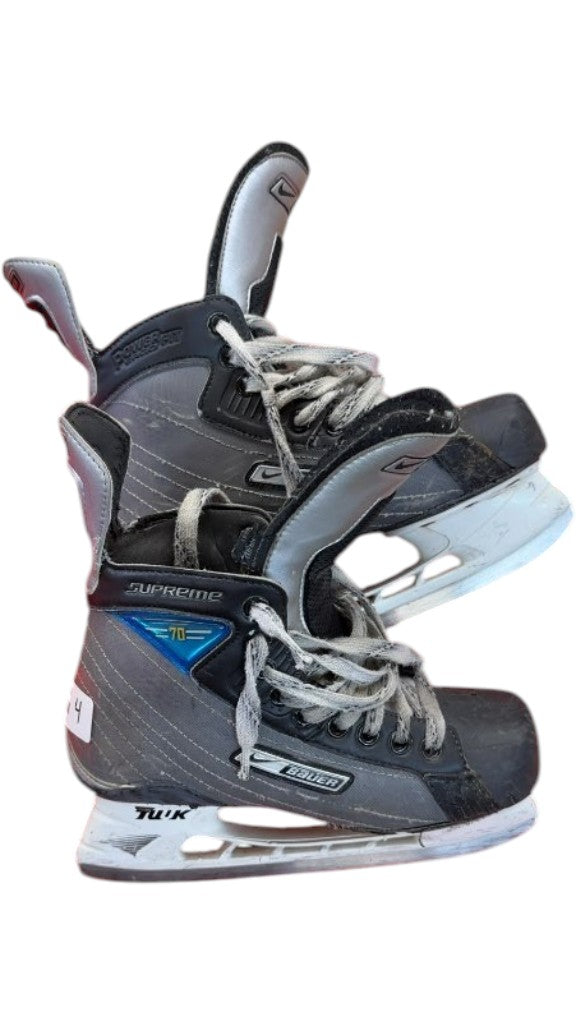 Bauer Supreme 70 Ice Hockey Skates Used Size 4-tendon guards are a bit floppy but still work