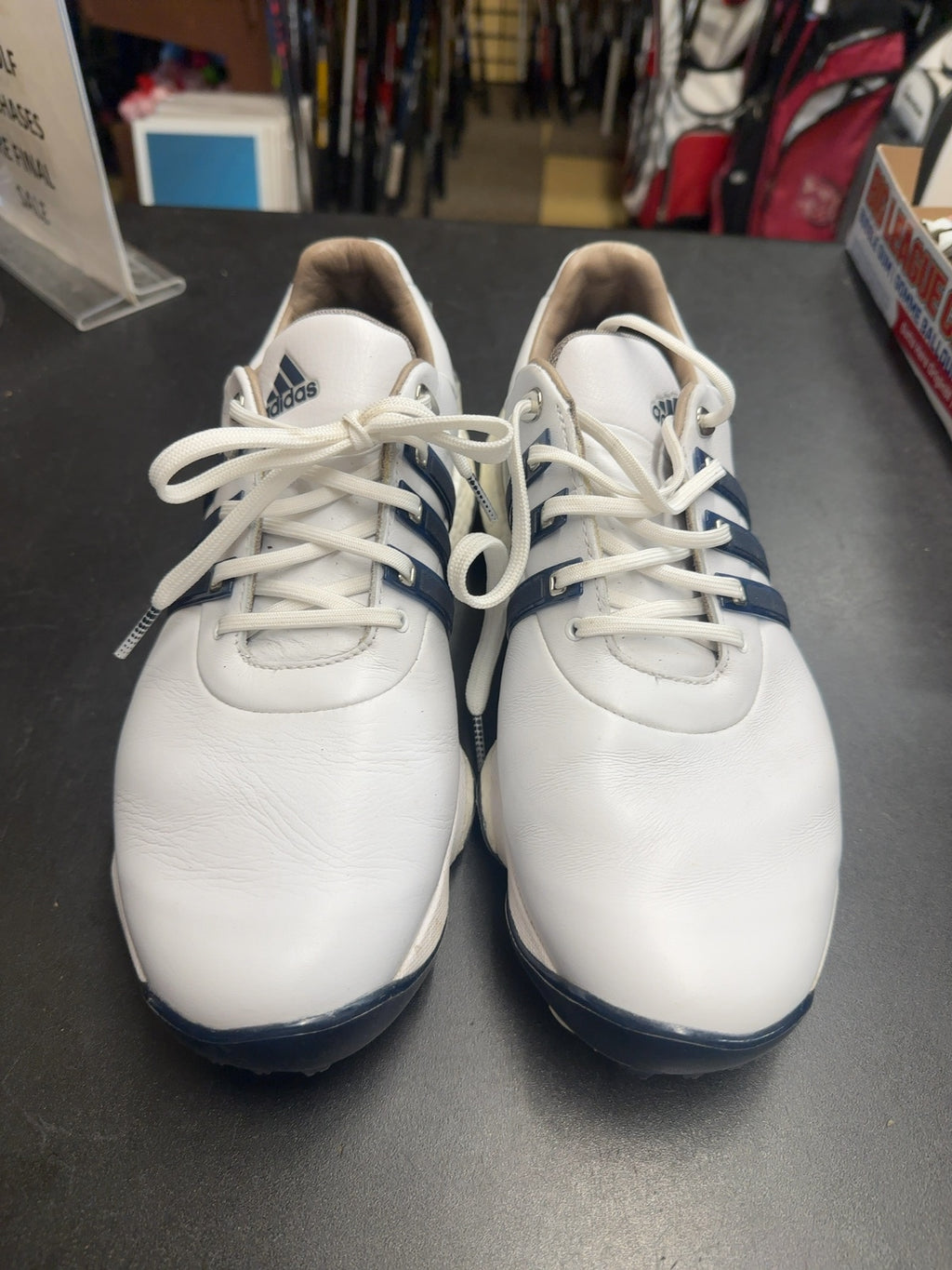 Adidas Tour360 22 Golf Shoes - White/Navy - Size 9.5