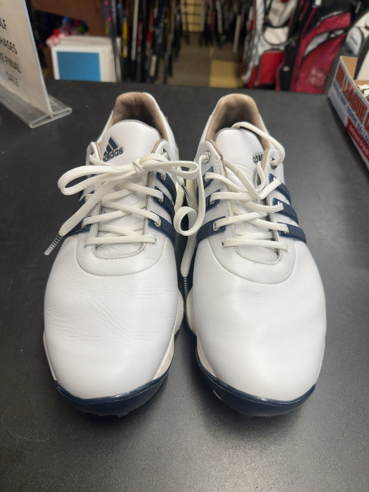 Adidas Tour360 22 Golf Shoes - White/Navy - Size 9.5