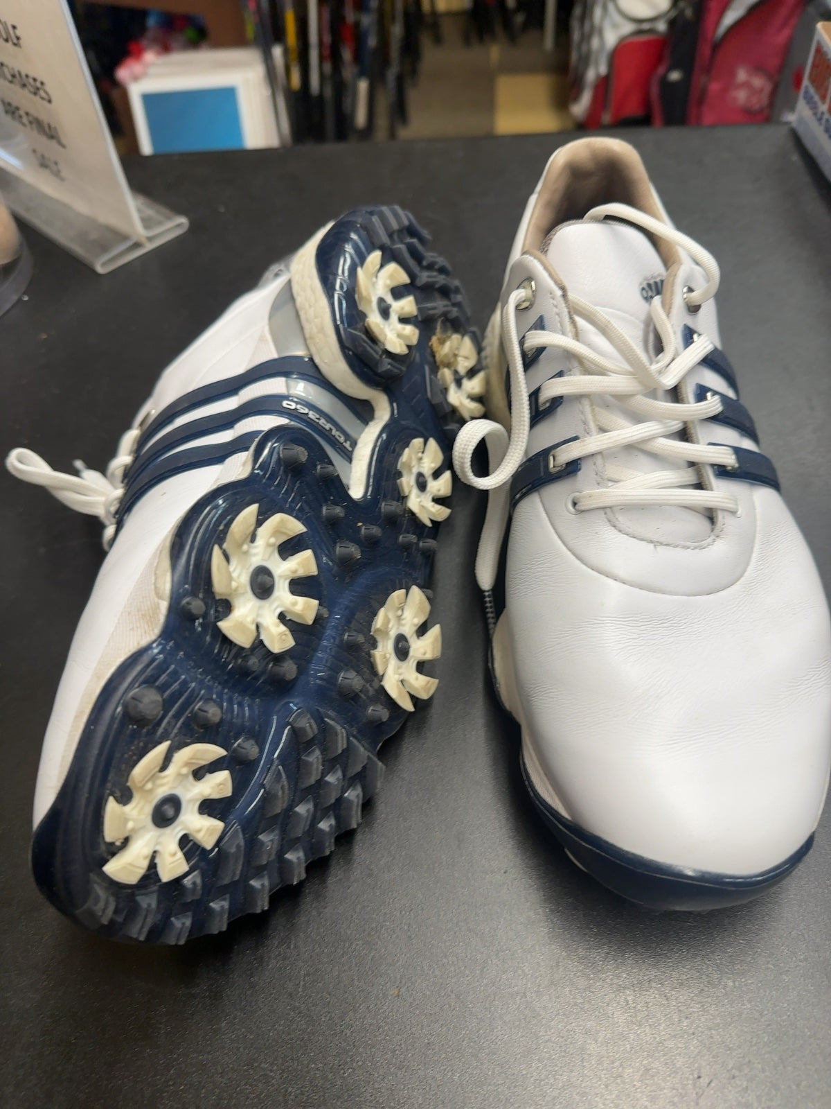 Adidas Tour360 22 Golf Shoes - White/Navy - Size 9.5
