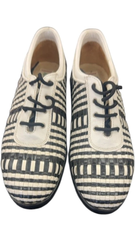Aerogreen Golf Shoes Sommer Black and White Woven Leather Size 7.5