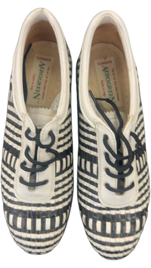 Aerogreen Golf Shoes Sommer Black and White Woven Leather Size 7.5
