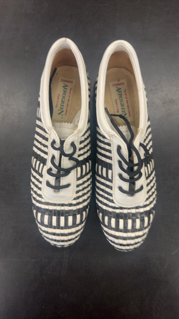 Aerogreen Golf Shoes Sommer Black and White Woven Leather Size 7.5