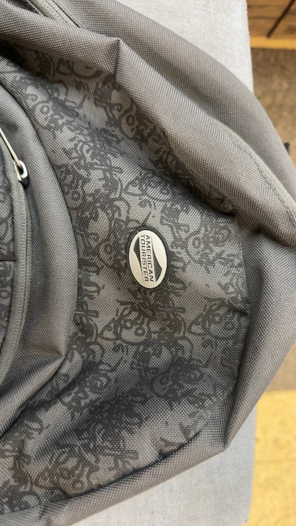 American Tourister Backpack Running Pack Grey Patterned Excellent Condition