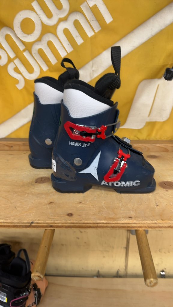 Atomic Kids Ski Boots Hawx Jr 2 Navy Blue Used Size 18.5