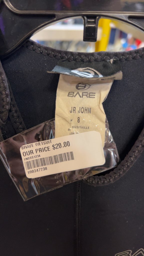 BARE Junior John Wetsuit Sleeveless Black Good Condition Size 8