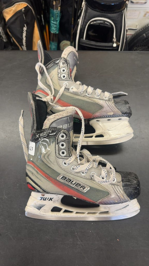 Bauer Hockey Skates Velocity Silver/Red Used Size 2.5