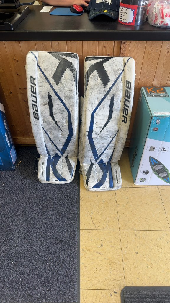 Bauer Supreme One60 Goalie Leg Pads Used White/Blue