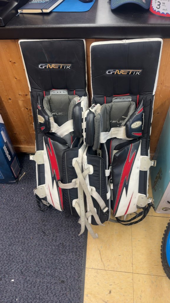 Brian's G-NETik Hockey Goalie Leg Pads White/Black/Red Used 36+1