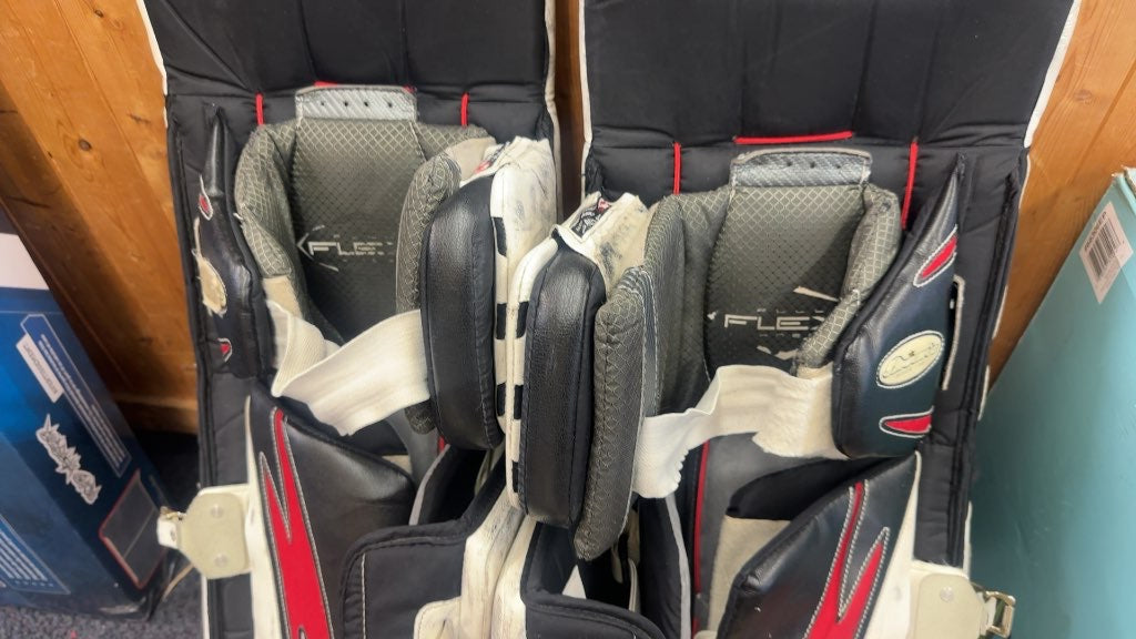 Brian's G-NETik Hockey Goalie Leg Pads White/Black/Red Used 36+1