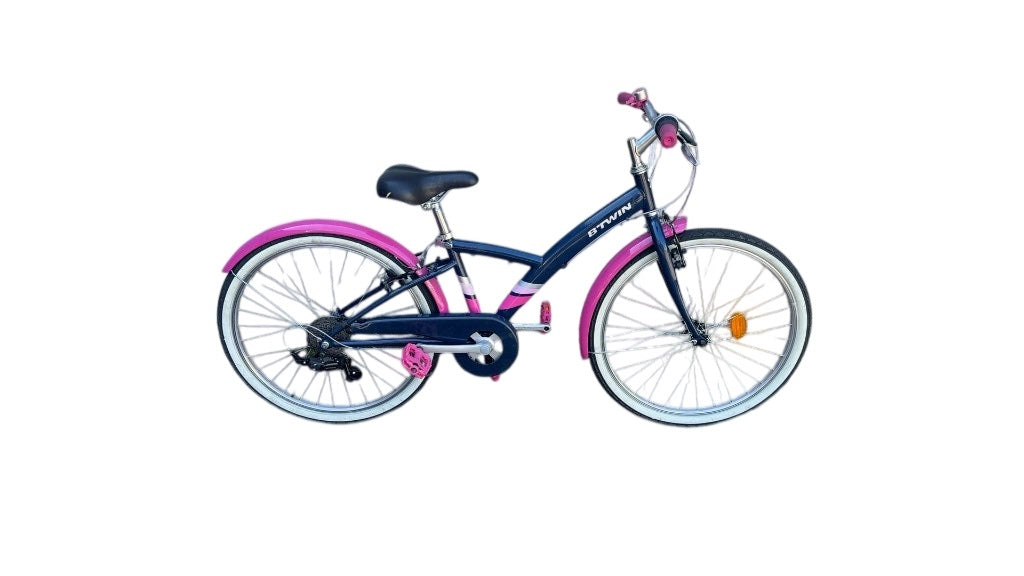 B'TWIN Original 24" Kids' Hybrid Bike - Navy/Pink