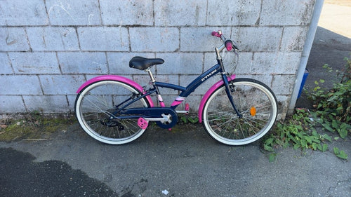 B'TWIN Original 24" Kids' Hybrid Bike - Navy/Pink