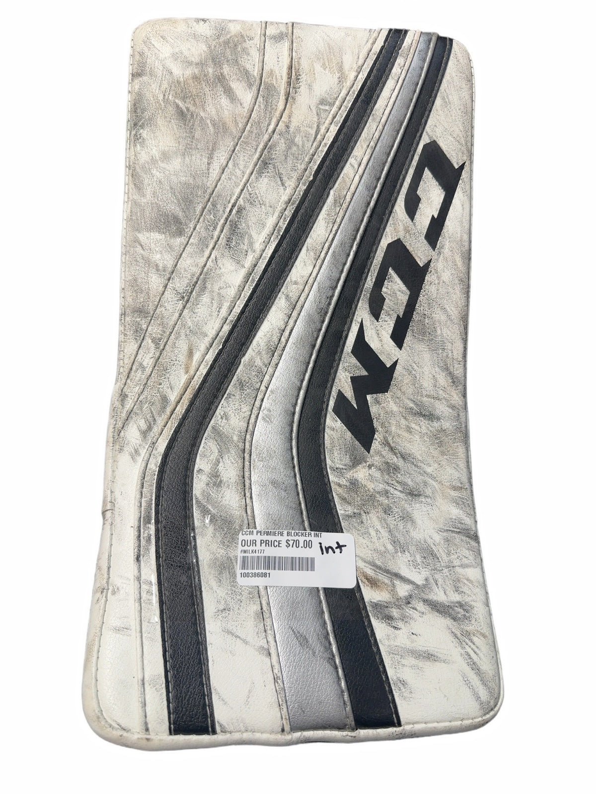 CCM Premier Intermediate Goalie Blocker - White/Black/Silver
