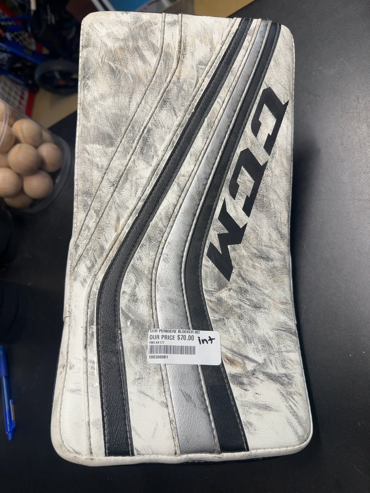 CCM Premier Intermediate Goalie Blocker - White/Black/Silver