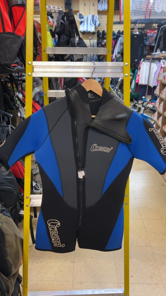Cressi Shorty Wetsuit with Hood Blue/Black Excellent Condition Size 4/M