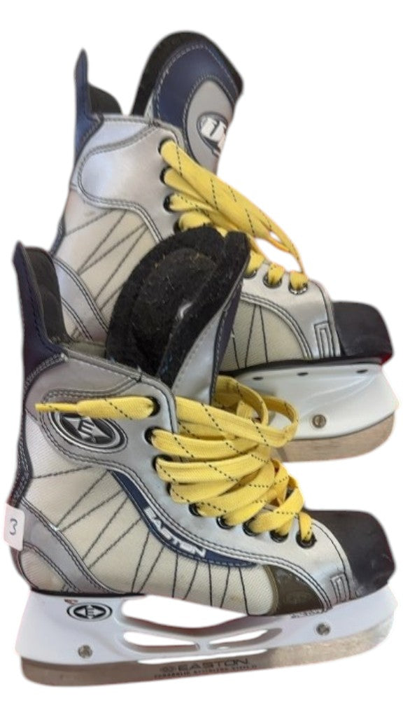 Easton Ice Skates UL Uni-Body Silver/Navy Used Size 3
