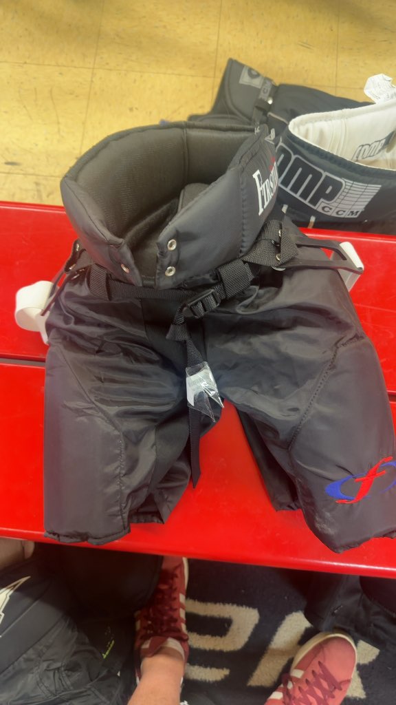 Firstar Junior Hockey Pants Black Used Junior Small with suspenders