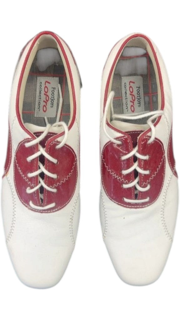 FootJoy Golf Shoes LoPro Collection White/Red Good Condition Size 7.5