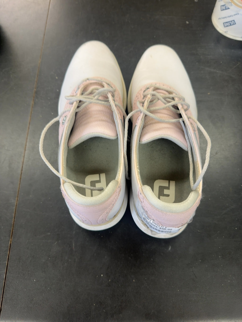 FootJoy Women's Wingtip Golf Shoes - White/Pink - Size 9