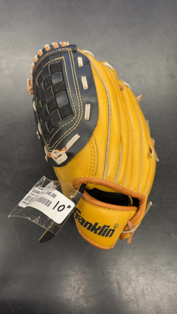 Franklin Baseball Glove Fieldmaster Series Yellow Good Condition 10"