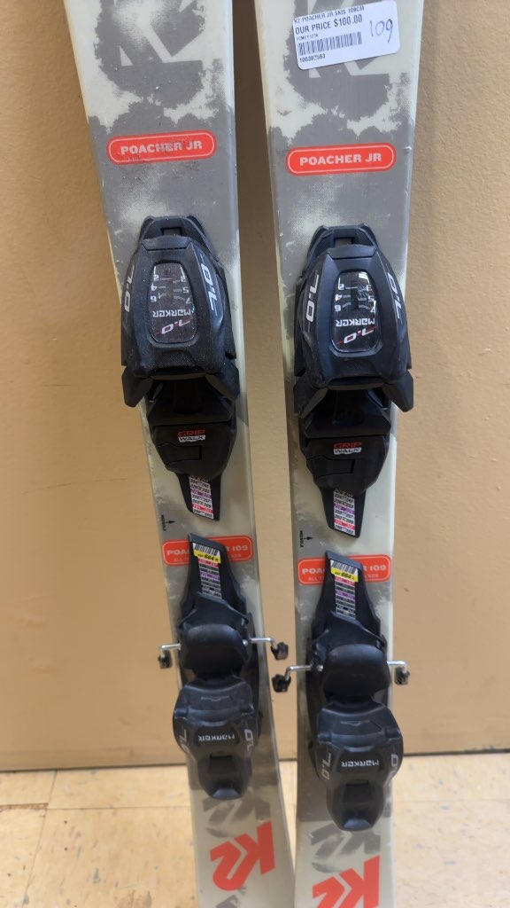 K2 Poacher Jr Skis with Marker 7.0 Bindings Used 109cm