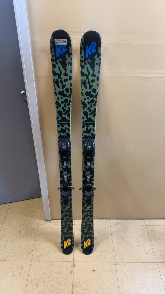 K2 Poacher Jr Skis with Marker 7.0 Bindings Used 129cm some rougher edges on the right side of both skis