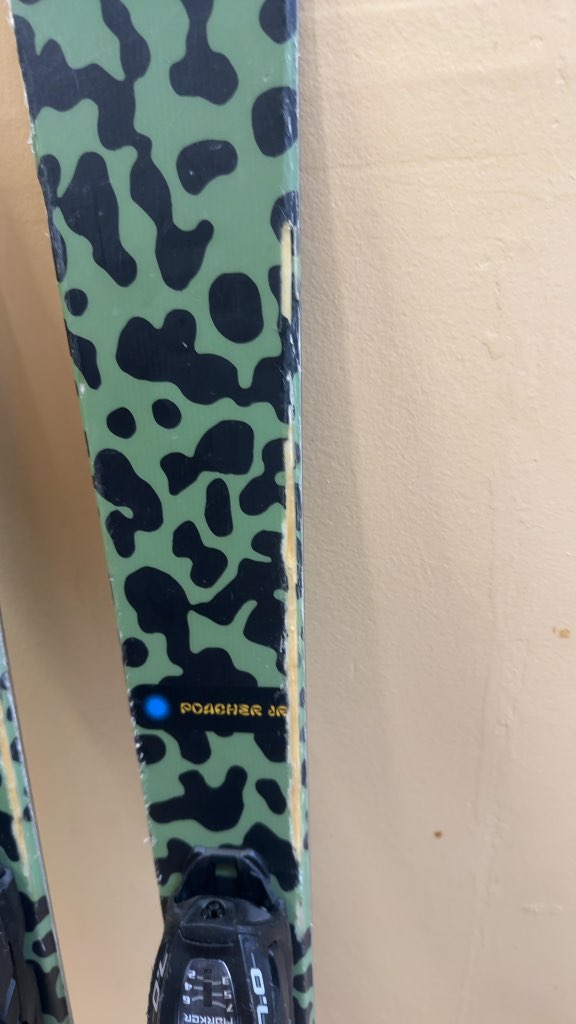 K2 Poacher Jr Skis with Marker 7.0 Bindings Used 129cm some rougher edges on the right side of both skis