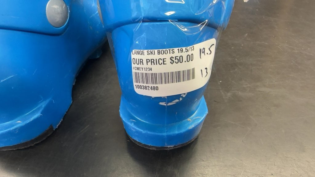 Lange RSJ 50 Junior Ski Boots Blue Used Size 19.5
