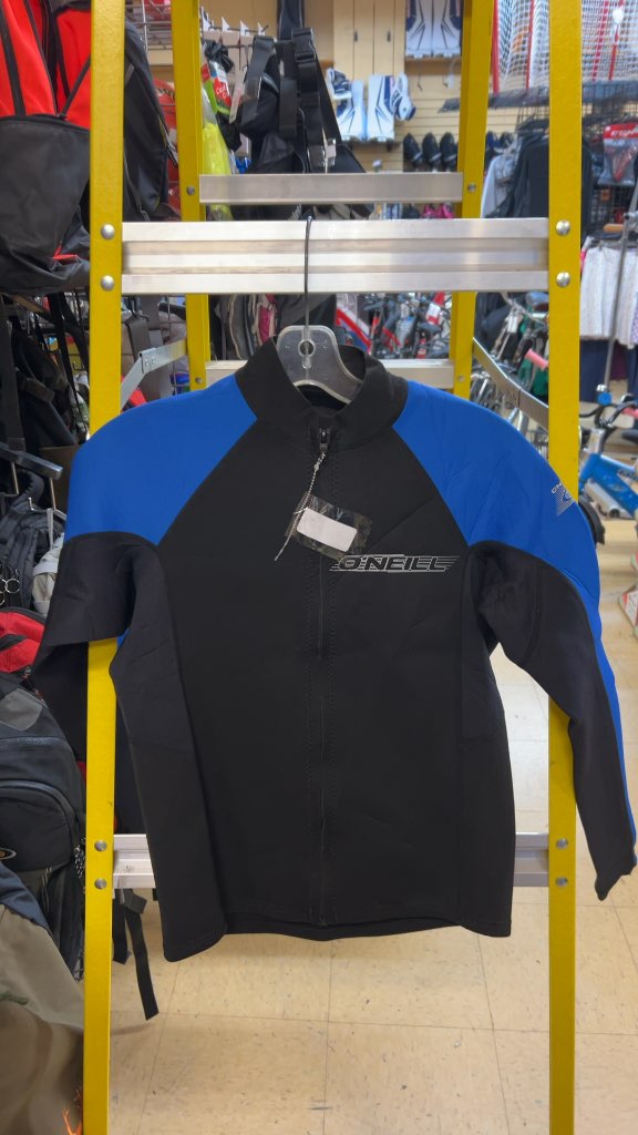 O'Neill Wetsuit Top Front Zip Long Sleeve Black/Blue Good Condition