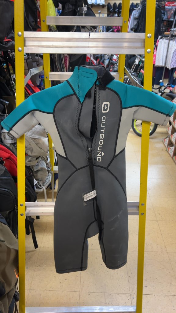 Outbound Junior Shorty Wetsuit Grey/Teal Size 8