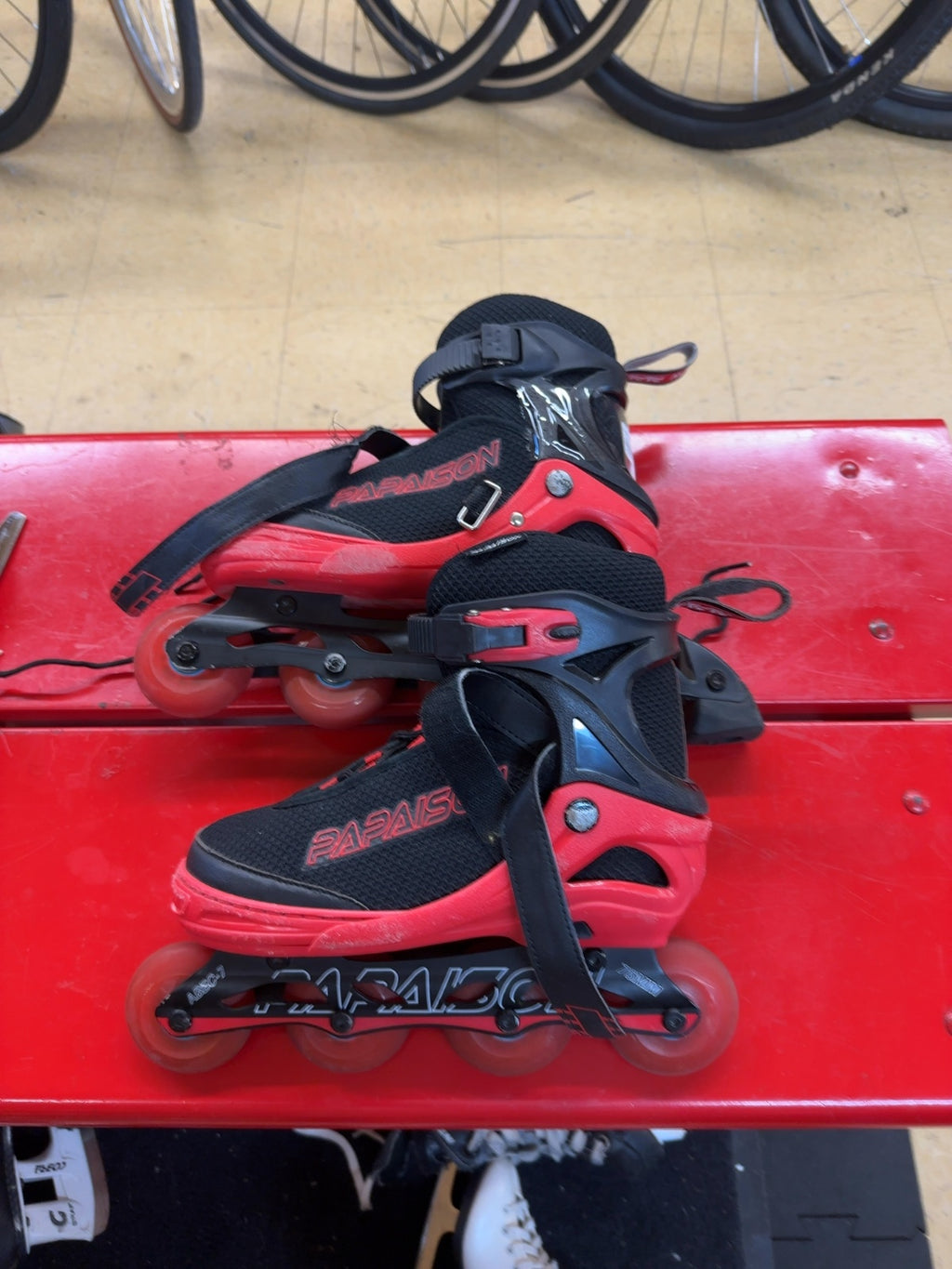 Papaison Adjustable Inline Skates - Black/Red - Size 5-7.5
