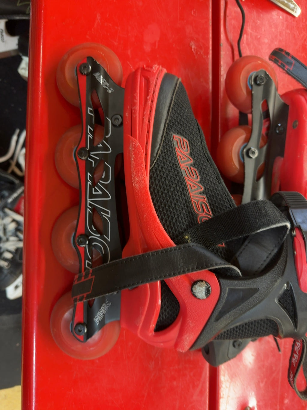 Papaison Adjustable Inline Skates - Black/Red - Size 5-7.5