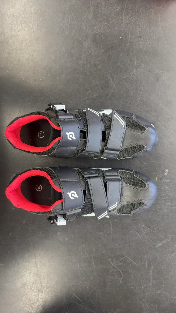 Peloton Cycling Shoes Black Red Good Condition Size 6.5