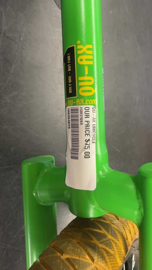 QU-AX "Only One" Unicycle - Green/Yellow