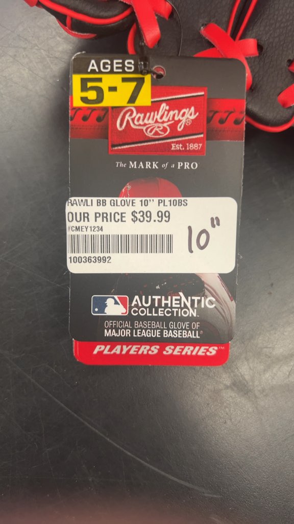 Rawlings Baseball Glove Players Series PL10BS New 10"