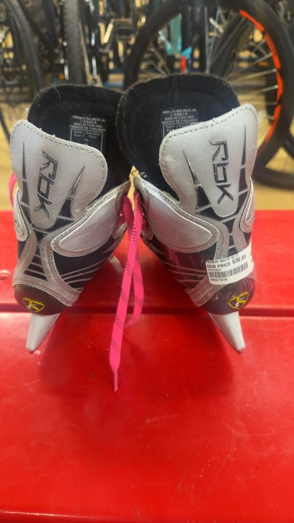 Reebok Hockey Skates Black/Silver/Pink Used Size 2