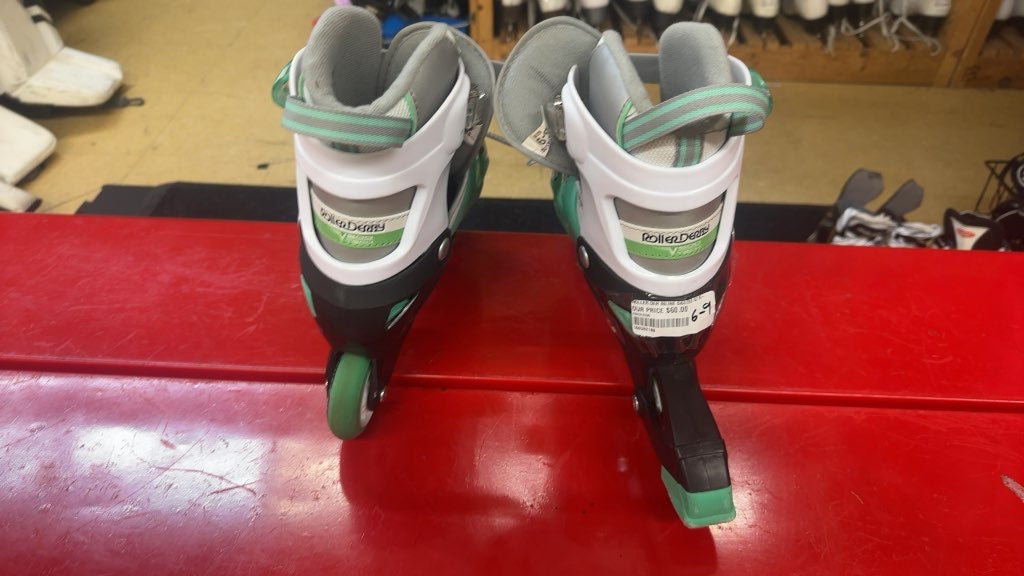 Roller Derby V-Tech 500 Adjustable Inline Skates - White/Mint Green - Size 6-9