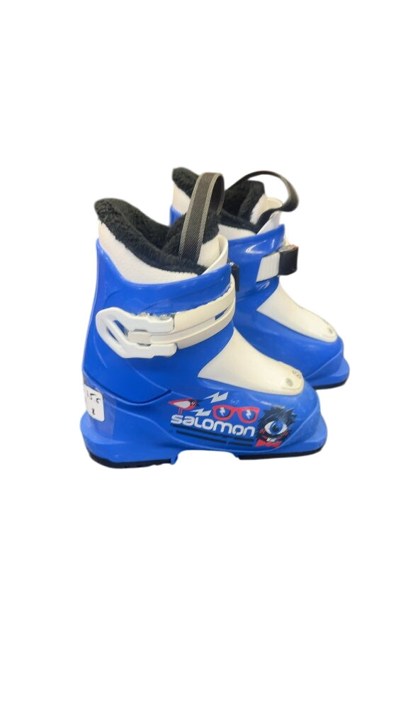 Salomon Junior Ski Boots Blue/White Used Size 15.5