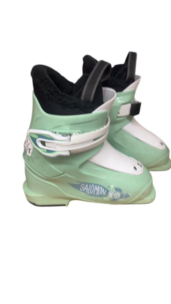 Salomon Kids Ski Boots Mint Green Used Size 17/18