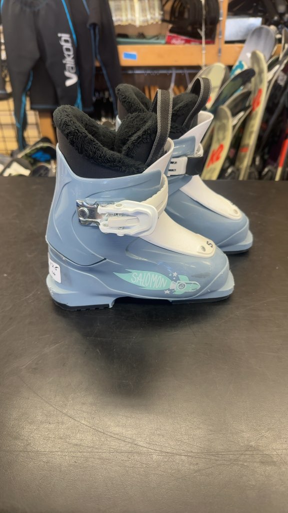 Salomon Kids Ski Boots T1 Light Blue Used Size 17.5