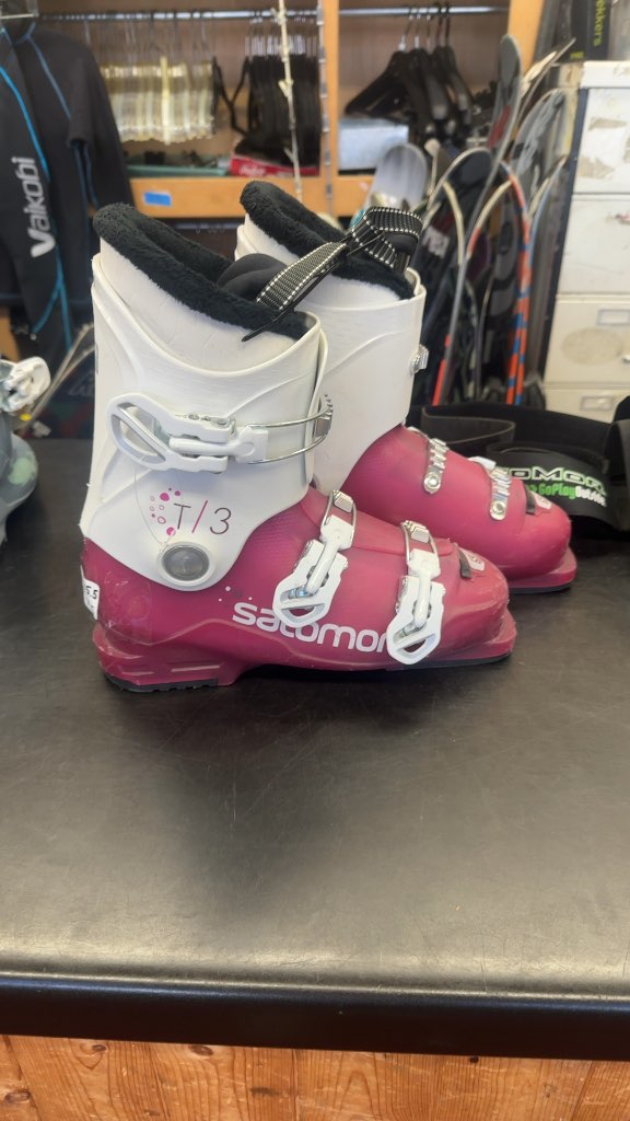 Salomon Ski Boots T3 Pink/White Used Size 25.5