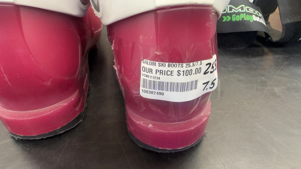 Salomon Ski Boots T3 Pink/White Used Size 25.5