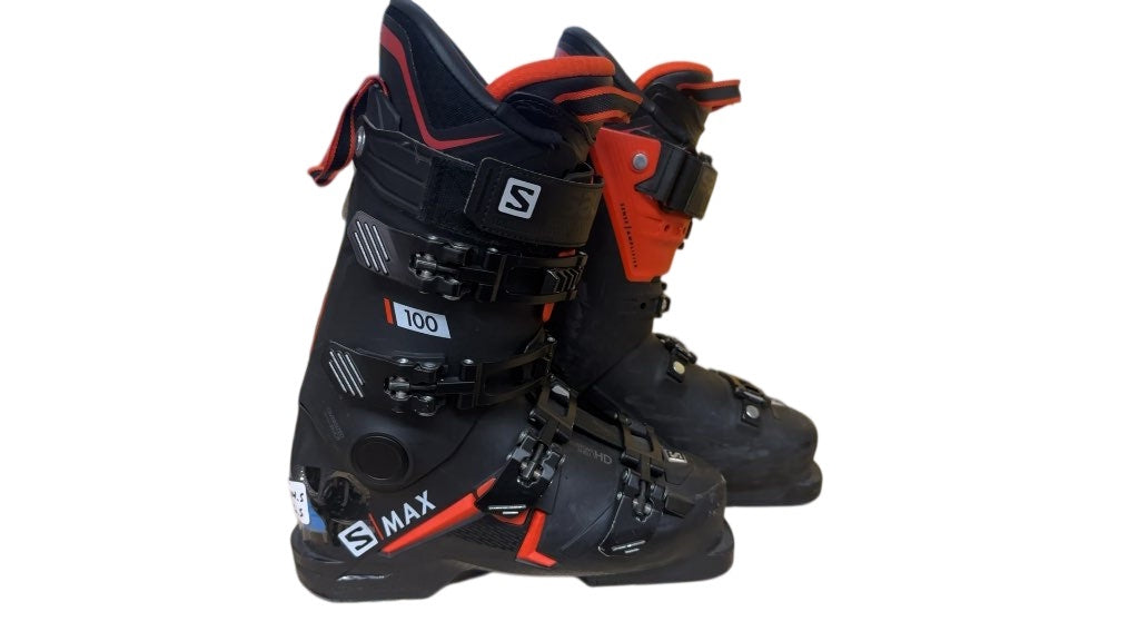 Salomon S/MAX 100 Ski Boots Black/Orange Used Size 24.5