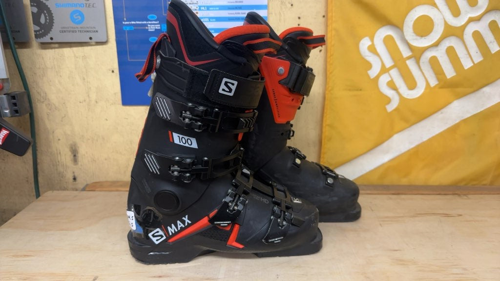 Salomon S/MAX 100 Ski Boots Black/Orange Used Size 24.5
