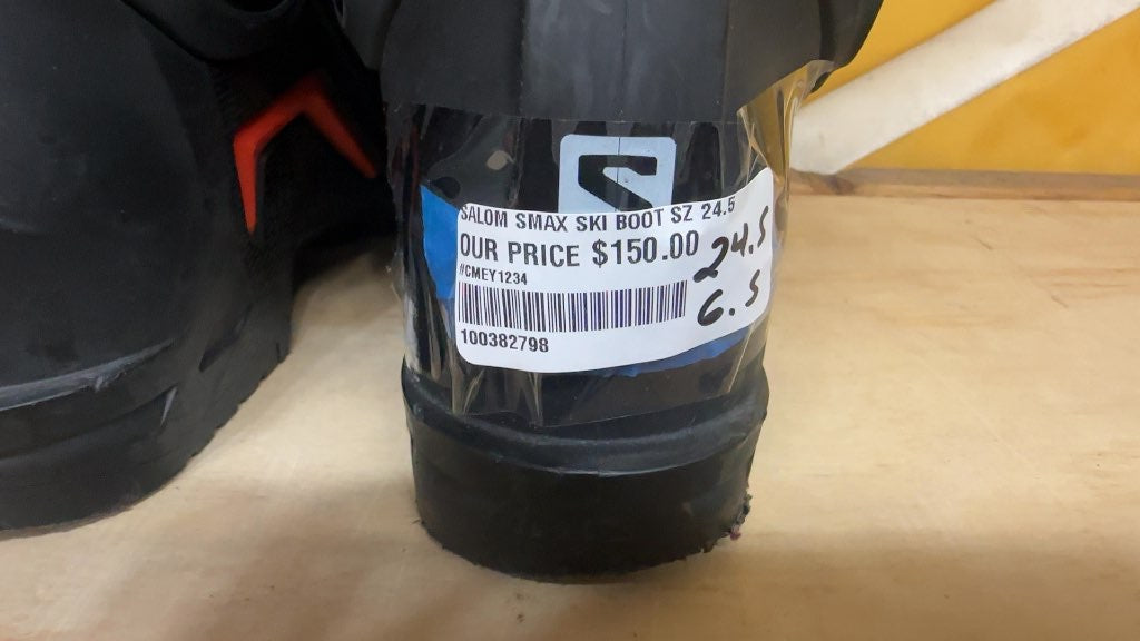 Salomon S/MAX 100 Ski Boots Black/Orange Used Size 24.5