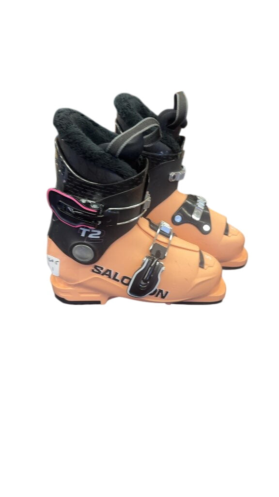 Salomon T2 Junior Ski Boots Orange Used Size 20.5