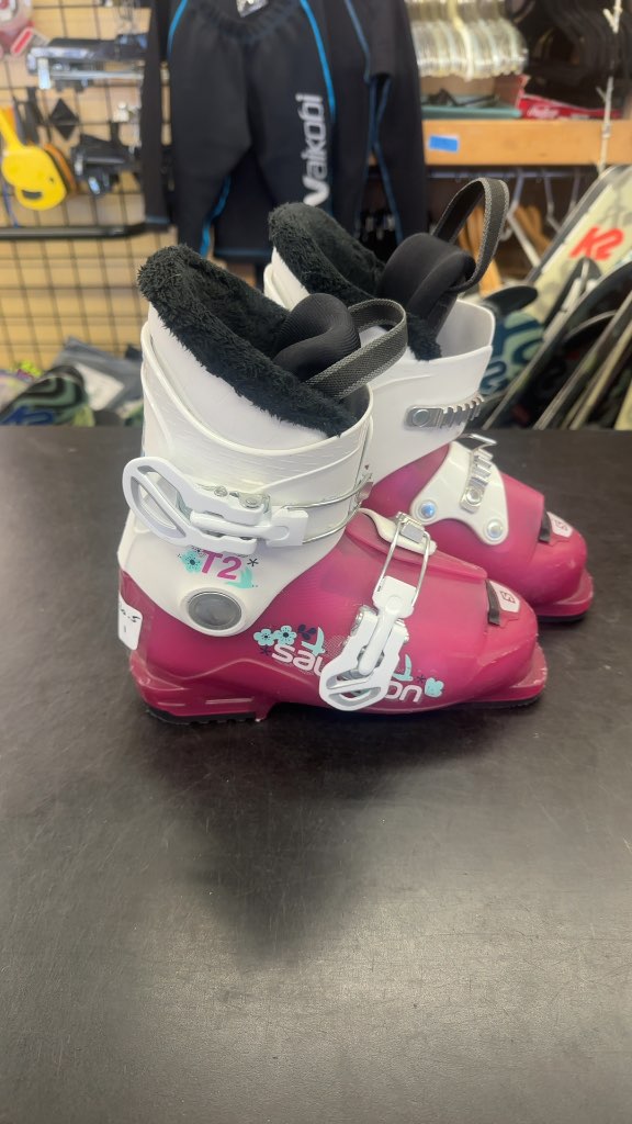 Salomon T2 Junior Ski Boots Pink/White Used Size 20.5