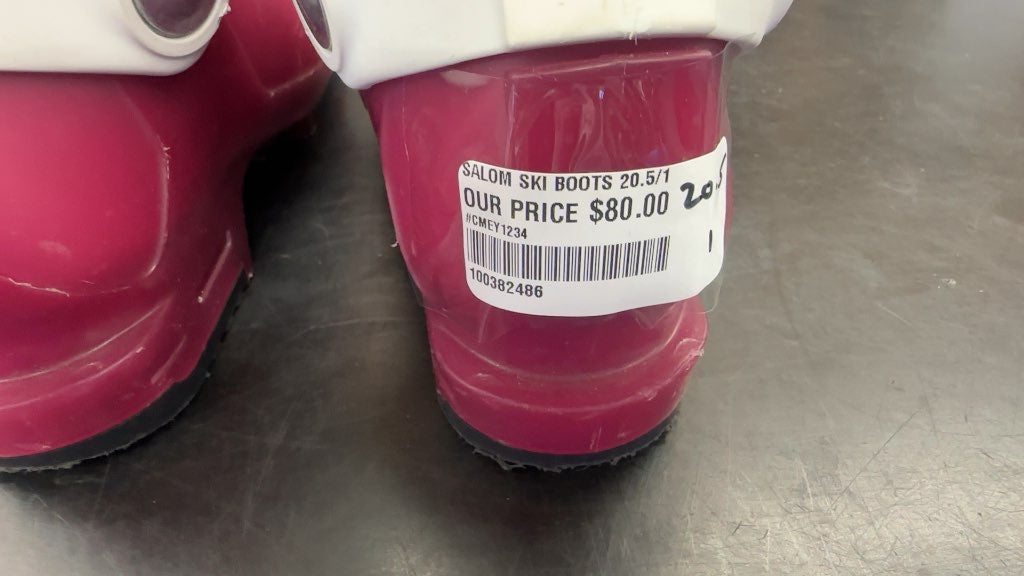 Salomon T2 Junior Ski Boots Pink/White Used Size 20.5