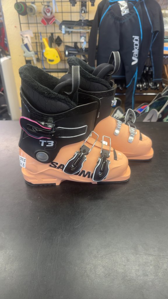 Salomon T3 Junior Ski Boots Orange/Black Good Condition Size 22.5