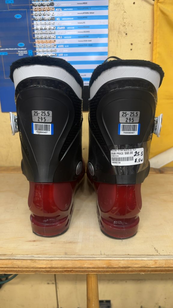 Salomon T3 Ski Boots Red/Black Used Size 25.5